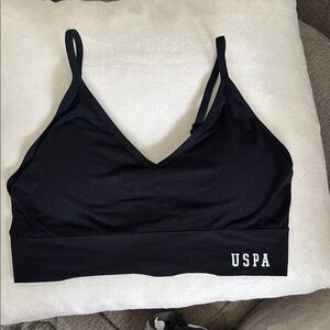 U.S. Polo Assn. Black Sports Bra Sleek Minimalist Design